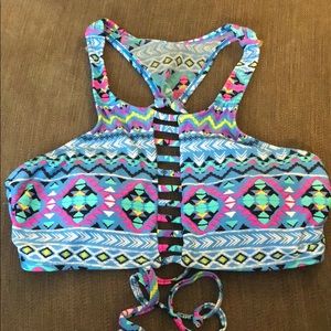 xhilaration Blue Patterned Bikini Top